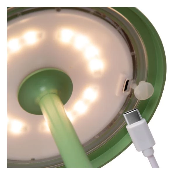 Lucide JOY - Lampe de table Rechargeable Intérieur/Extérieur - Batterie/Piles - Ø 12 cm - LED Dim. - 1x1,5W 3000K - IP54 - Vert - détail 4